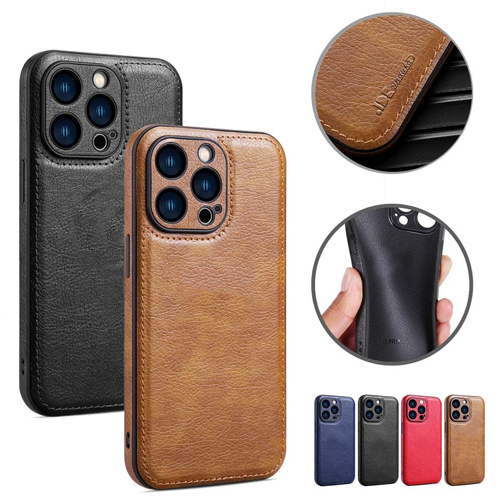 Luxury PU leather Phone Case For iPhone 14 13 Pro Max 12Pro 11Pro Max 13 12 Pro XS MAX XR X SE 7 8 plus Fashion Back Cover Leather Back Case for iPhone 14 Pro Shockproof Cover for iPhone by Stevvex
