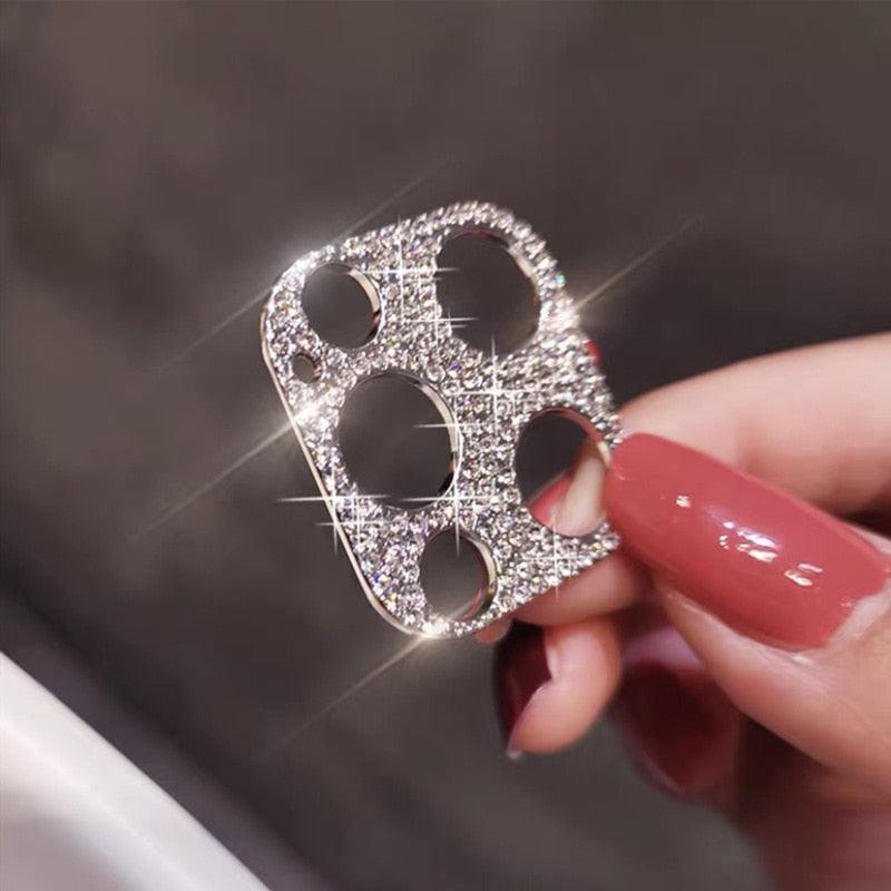 Camera Lens Metal Protector For iPhone 14 13 12 11 Pro Max Hollow Glitter Rhinestones Camera Protector For iPhone 12 13 Mini 14 Diamond Camera Lens Protection Decorations Lens Protector Cover for iPhone by Stevvex