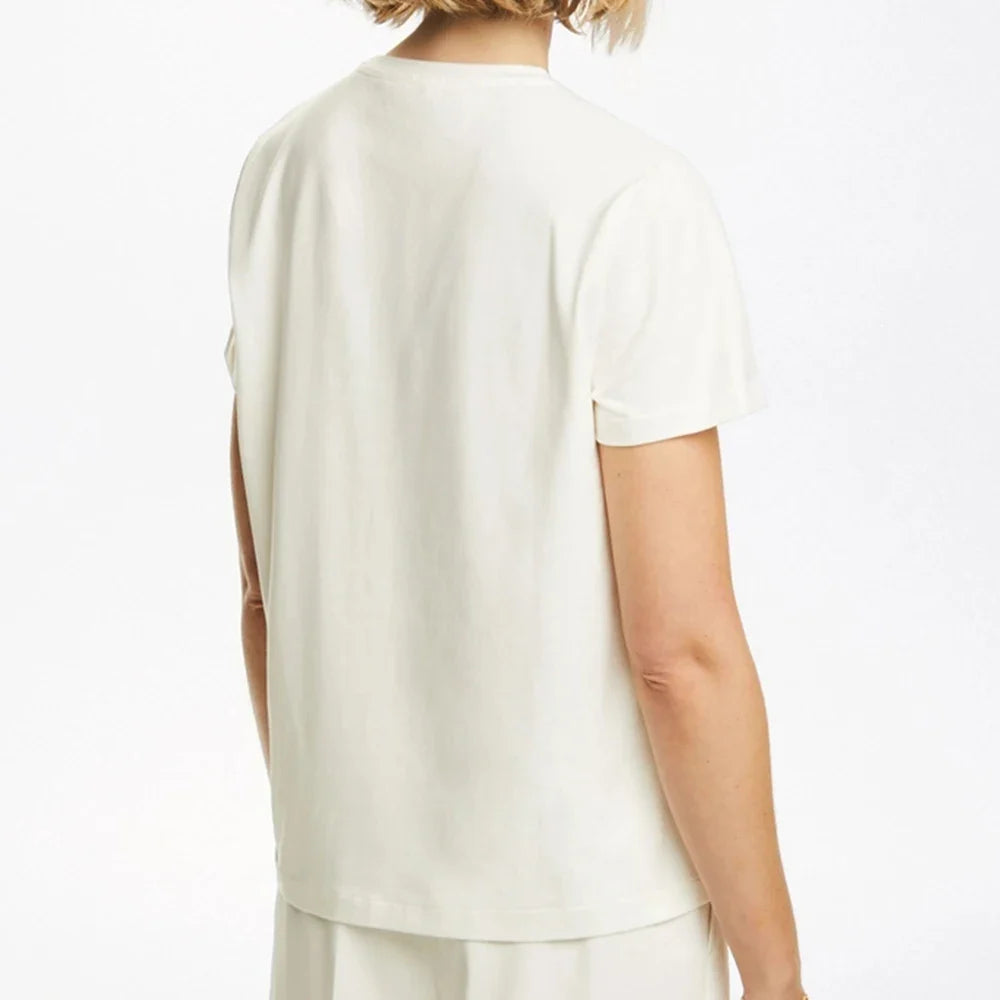 CH Womens Short Sleeve Crew Neck T Shirt Embroidered Logo Casual Loose White Cotton Tee Top Fashion Daily Wear