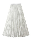 KarSaNy Long Pleated Skirts For Woman High Waist Large Hem White Skirt Summer Women's A Line Maxi Skirts For Women 2026 Long