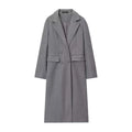 HH Women Fashion Burgundy Coat Double Breasted Long Sleeve Lapel Blends Jacket Autumn Winter High Street Outerwear