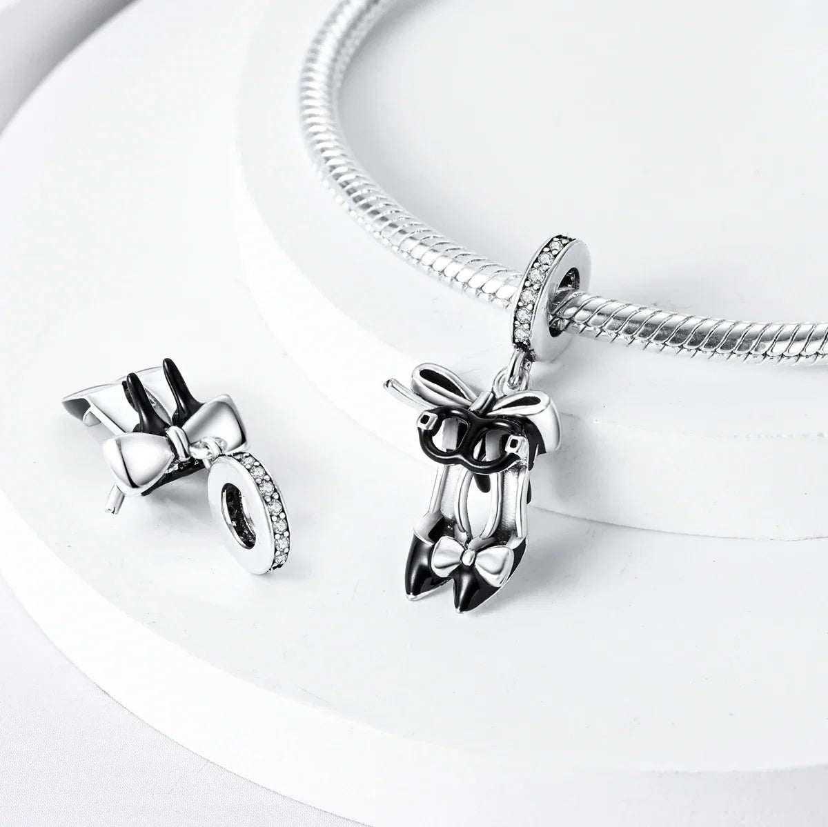 Fit Original Bracelet 925 Silver Ballet Girl Red High Heels Charms Pendants For Women Jewelry Making Gift