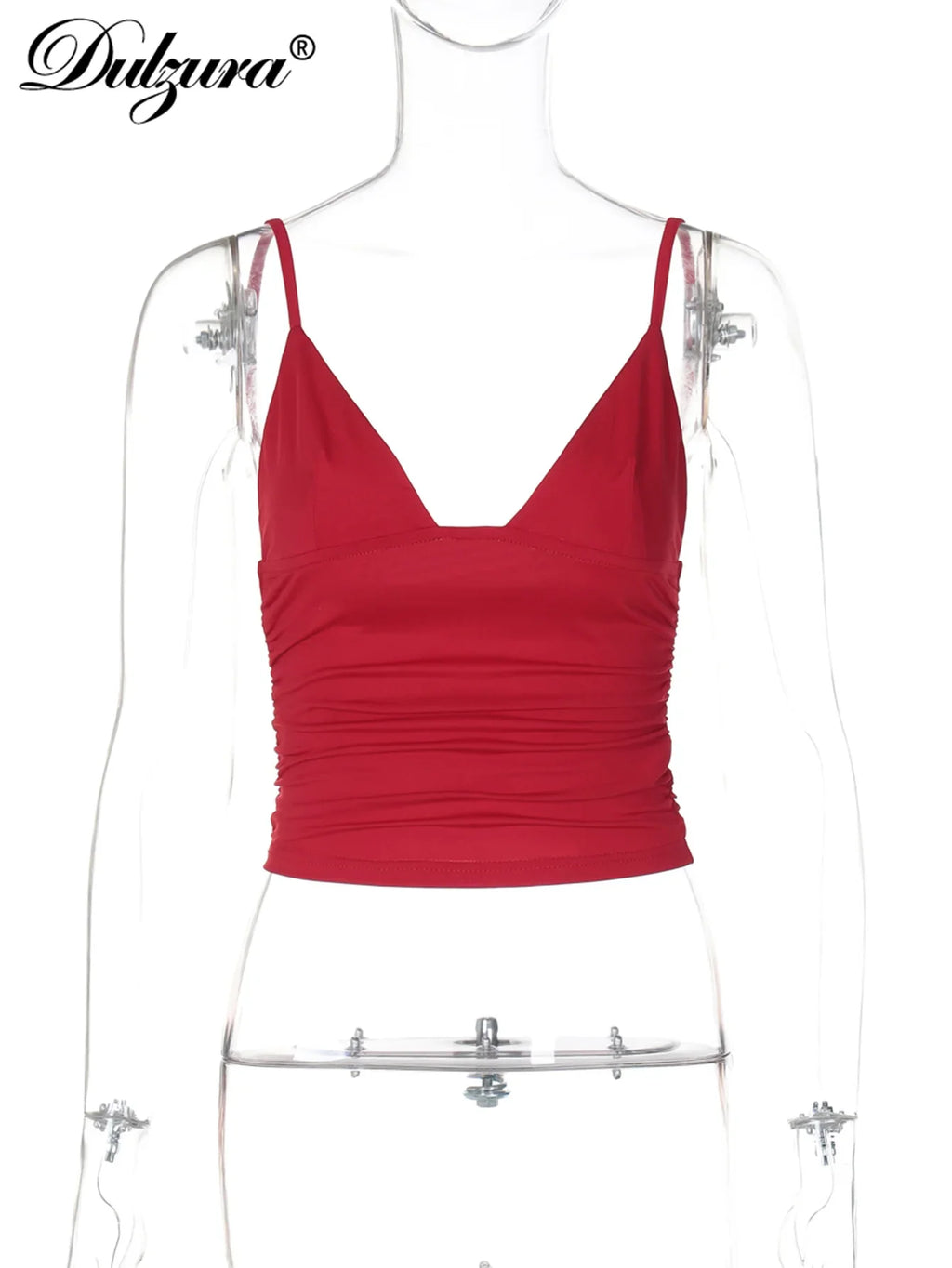 Dulzura Sleeveless Ruched Bodycon Camisole Women’S Solid Sexy Top Party Club Streetwear Autumn Winter Clothes Y2K