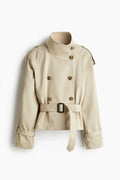 Fashion Flared Sleeve Women Coat Elegant Stand Collar Single Breasted Long Sleeved Female Jacket 2025 Autumn Commuter Lady Coats