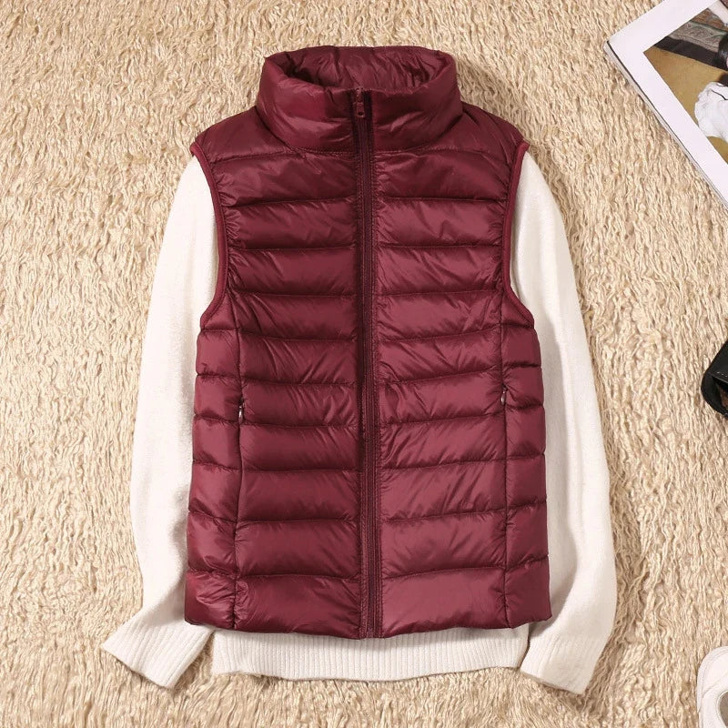 Women Vests 2023 New Autumn Winter Ultra Light Duck Down Vest Female Slim Sleeveless Jacket Windproof Warm Puffer Waistcoat
