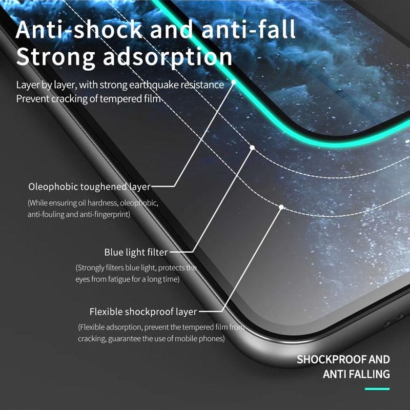 Full Cover Luminous Screen Protectors for IPhone 11 12 13 Pro Max Mini Glowing Tempered Glass for IPhone Xs MAX X XR SE Glass Luminous Screen Protectors Tempered-Glass Screen Protector Compatible with iPhone by Stevvex