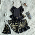 Elegant Floral Print Cami Tops Ruffle Hem Shorts Pajama Set  Women's Sleepwear Loungewear