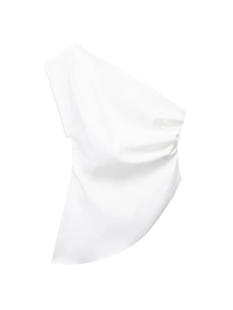 Asymmetric T-shirt New Women's Fashion Trend Spicy Girl Celebrity Temperament Off Shoulder Top