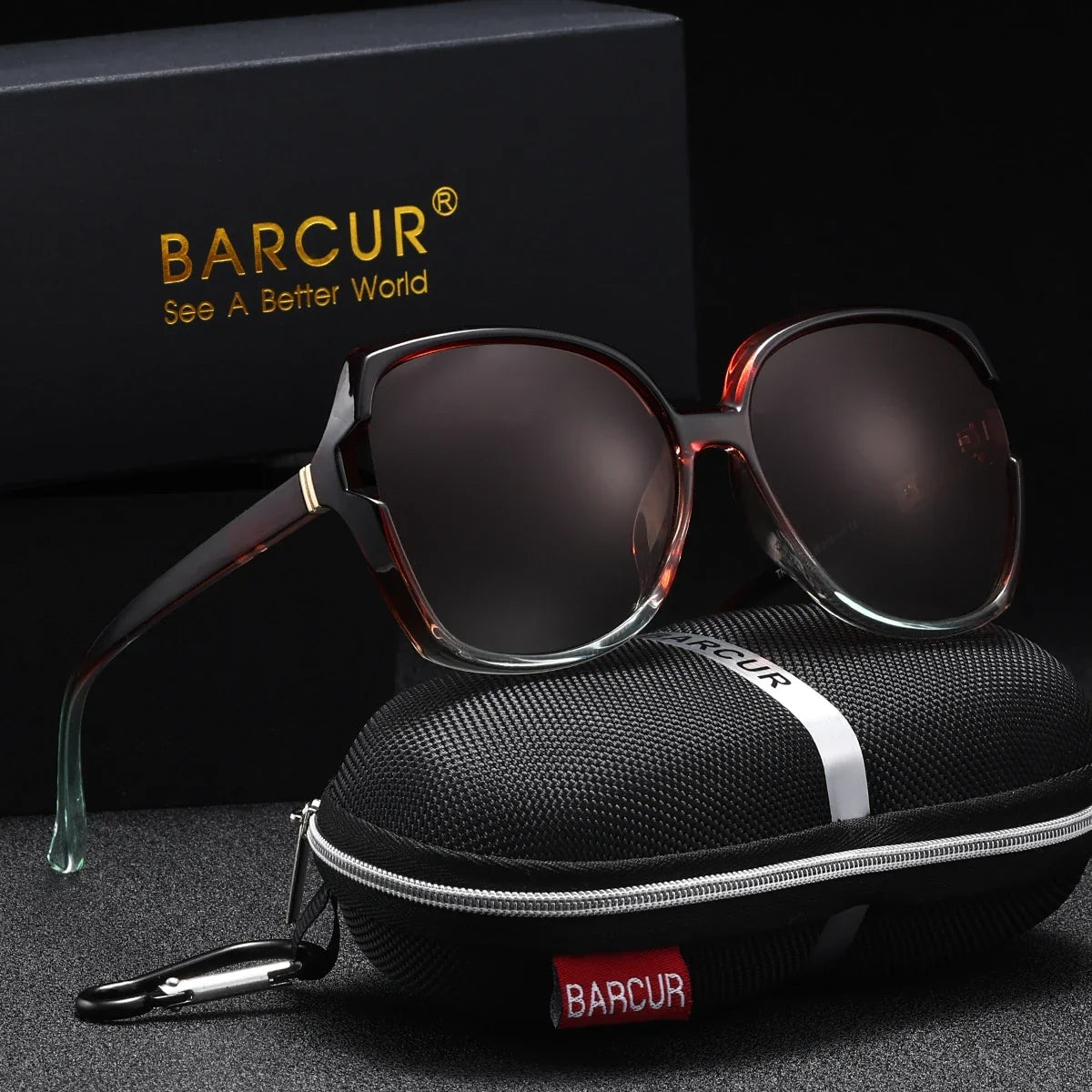 BARCUR Oversized Square Polarized Sunglasses for Women – Fashion Gradient Lens Summer Eyewear with UV400 Protection – Lightweight PC Comfortable Frame Trendy Street Style Shades for Summer Shopping Beach & Travel