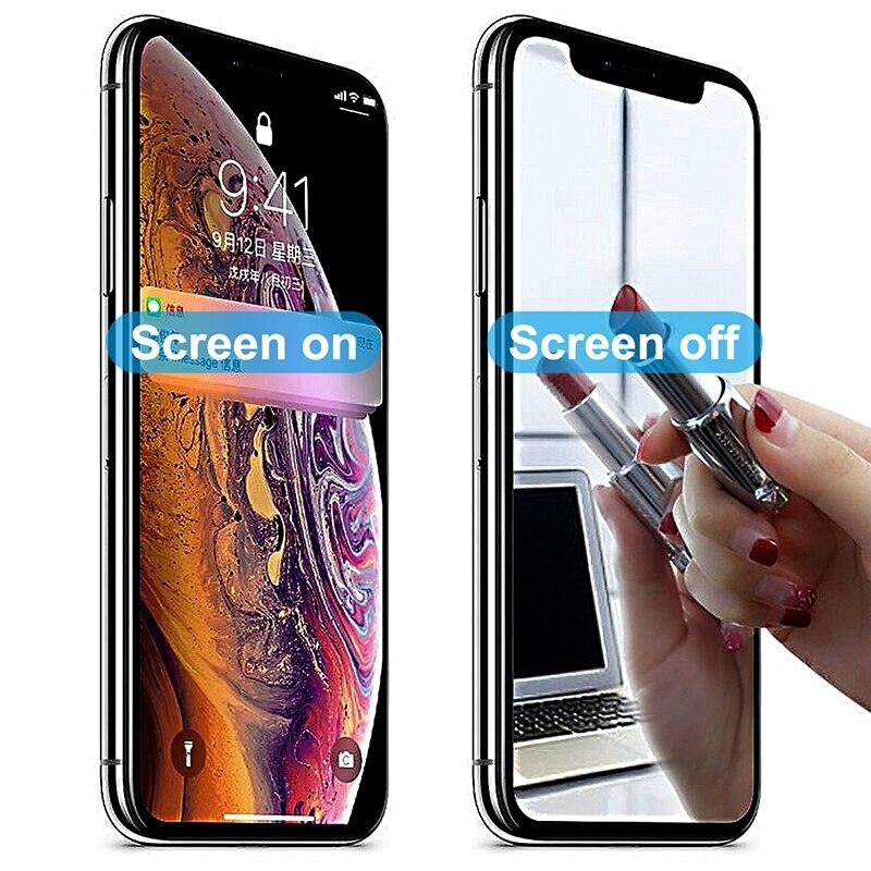 Glue Anti Scratch Mirror Screen Protector Tempered Glass For iphone 13 12 11 Pro XS Max X XR 7 8 Plus Makeup Mirror Tempered Glass for Iphone 11 12Pro 13pro Max Mirror Screen Protectors by Stevvex