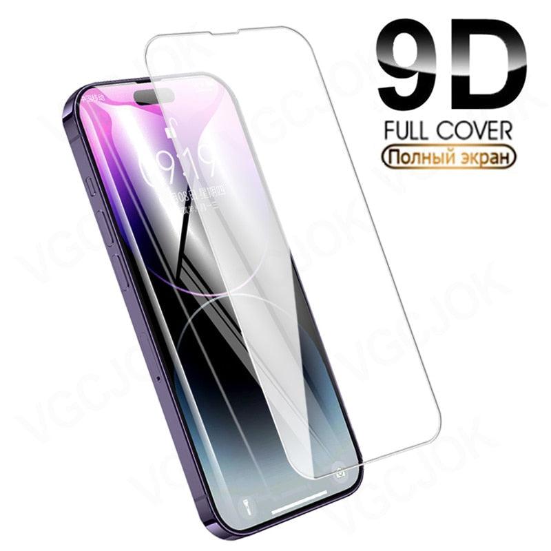 9D Full Cover Tempered Glass For iPhone 14 Plus 13 12 11 Pro Max mini Screen Protector iPhone X XR XS Max Protective Film 9H Tempered Glass Film Case-Friendly Screen Protector for iPhone by Stevvex