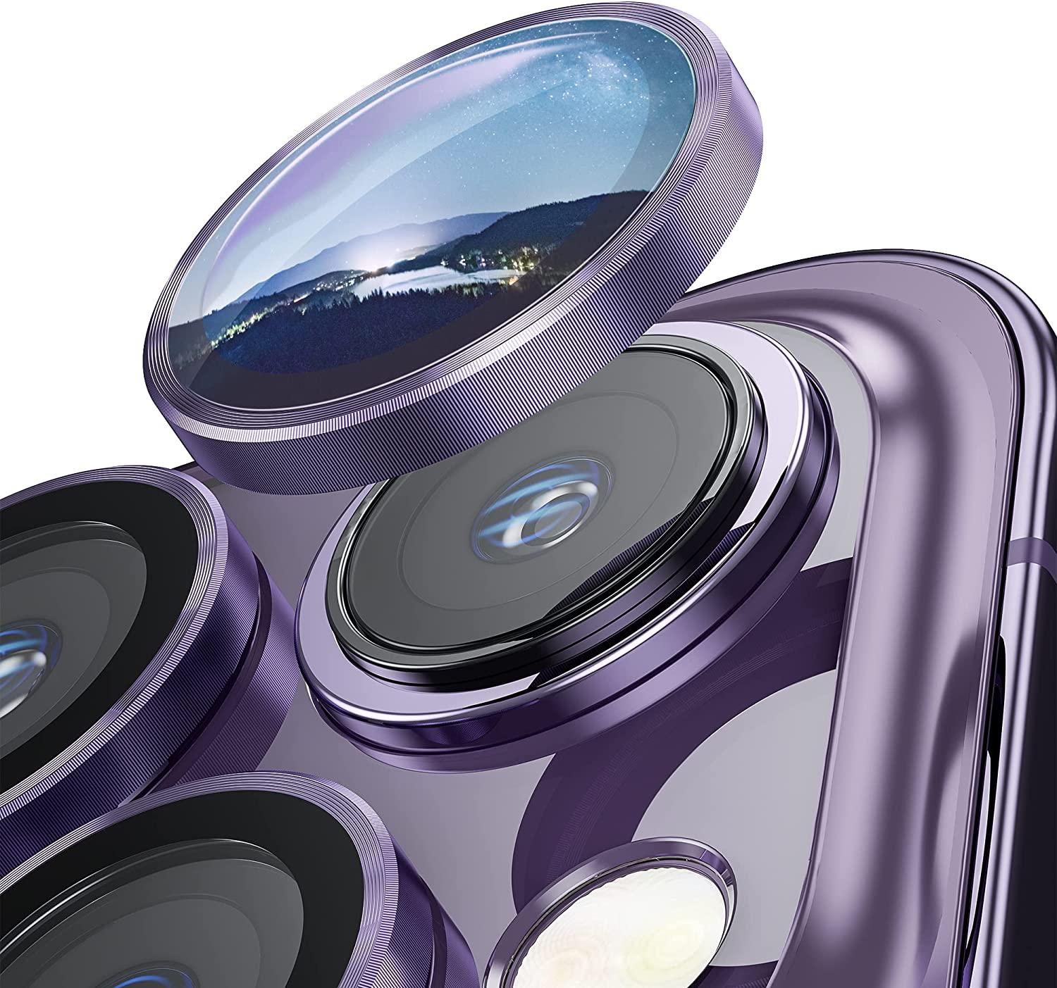Camera Lens Protector for iPhone 14 Pro Max Plus 13 12 Mini 14Pro iPhone14 13Pro 14Plus 12Pro Glass Protection Protective Film Metallic Camera Ring Lens Protector with Glass Cover by Stevvex