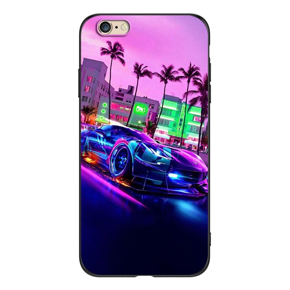 Cute Cover Soft Silicone Print Cars Print Phone Case For Iphone 5s 5 S Se 2016 4.0" Case Phone Cover On Iphone 6s 6 S Plus Funda Bumper Black Case Sport Race Car by Stevvex