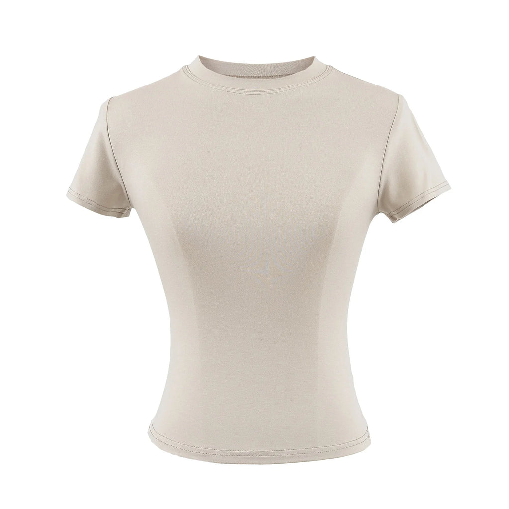 2024 New High Quality Casual T shirt Sexy Slim Short Sleeves Fashion Trend Solid Women Clothing y2k Tops