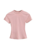 Slim Fit Solid Color Women's Casual T-shirt Short Sleeve Fashion Trend Y2K Top High Quality 2025 New Arrival