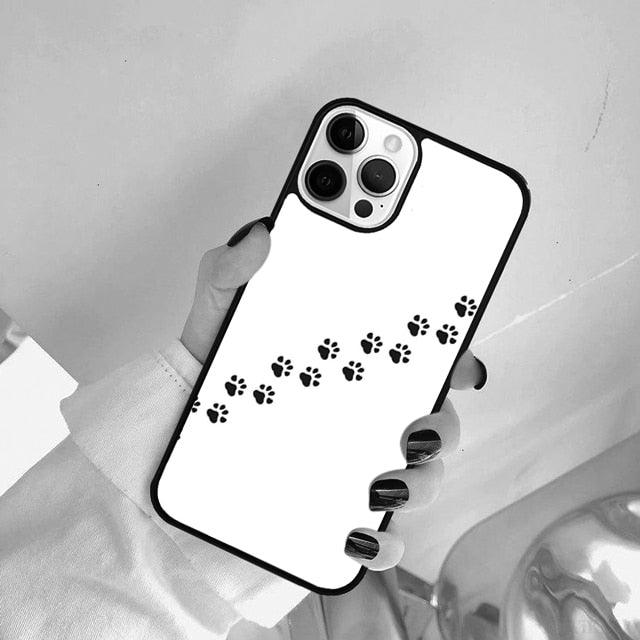 Dog Foot Print Colorful Pattern Phone Case For Iphone 14 Se 2020 Xr Xs 11 12 13 Mini Pro Max 6 7 8 Plus Ultra Designer Printed Hard Back Case by Stevvex
