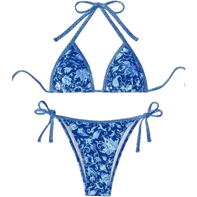 2026 New Halter String Triangle Two Piece Bikini Women Swimwear Female Swimsuit Bathers Bathing Swimming Suit Beachwear Summer