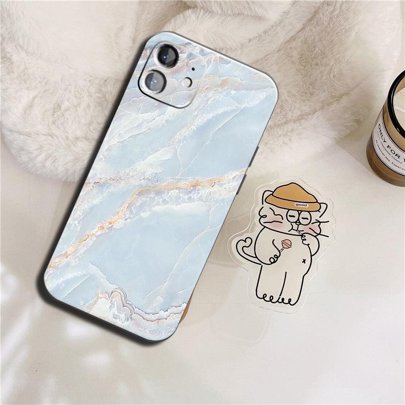 Luxury Marble Texture Phone Case For iPhone X XR XS 7 8 6S 6 5 Plus Silicone Anti Fall Back Cover Ultra Thin Soft Silicone Protective Shockproof and Scratch Resistant with Cute Design Pattern Case by Stevvex