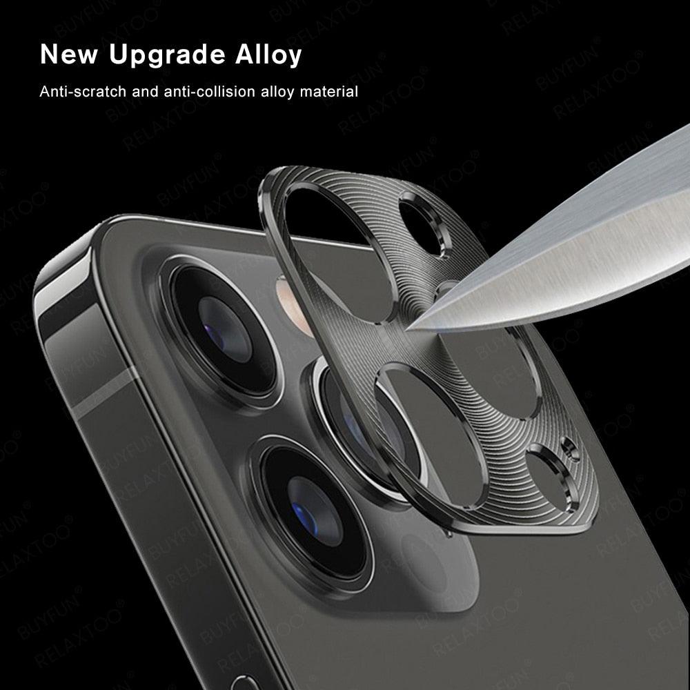 Alloy Camera Protector For Iphone 13 12 14 11 Pro Max Mini Plus Protective Full Cover Ring Textured Phone Lens Film Iphone14 Aluminum Alloy Camera Protector For Iphone by Stevvex