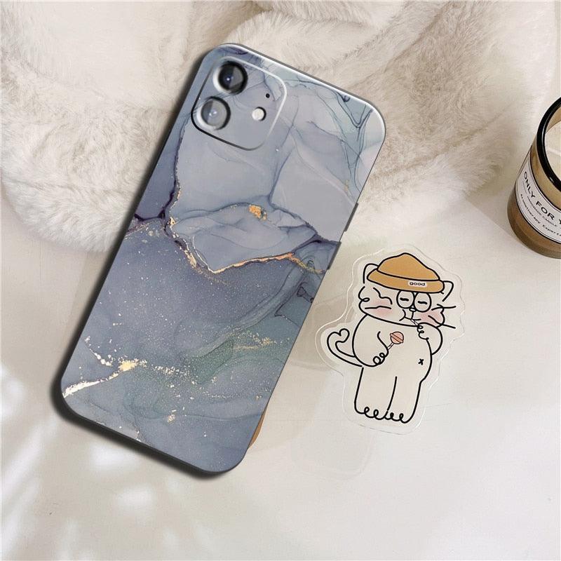 Luxury Marble Texture Phone Case For iPhone X XR XS 7 8 6S 6 5 Plus Silicone Anti Fall Back Cover Ultra Thin Soft Silicone Protective Shockproof and Scratch Resistant with Cute Design Pattern Case by Stevvex