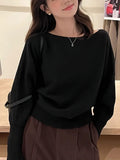 Batwing Long sleeve Knitted Pullover Women 300g Thick Off shoulder Top Korean Fashion Sweater Loose Casual Autumn Outwear Pull