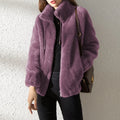 Women Autumn Winter Faux Fur Coats Zipper Cardigan Plush Thick Warm Coat Loose Oversized Outerwear Female Coral Fleece Overcoat