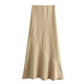 HH Women 2024 Fashion Summer Vest Skirt Sets Khaki V-Neck Sleeveless Pockets Waistcoats+High Waist Asymmetrical Skirt Suits