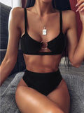 2024 Sexy Women High Waist Bikini Swimsuit Swimwear Female Bandeau Thong Brazilian Bikini Set Bathing Suit Bather