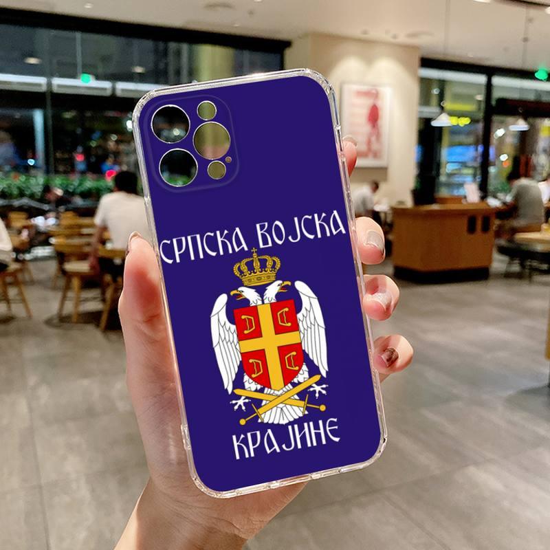 Flag of Serbia Serbian Phone Case Transparent For iphone 13 12 11 14 Pro Max Mini X XR XS 7 8 plus 13 14 Pro max phone Covers Flag Silicone Case For iphone by Stevvex