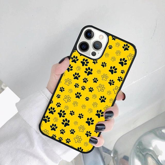 Dog Foot Print Colorful Pattern Phone Case For Iphone 14 Se 2020 Xr Xs 11 12 13 Mini Pro Max 6 7 8 Plus Ultra Designer Printed Hard Back Case by Stevvex