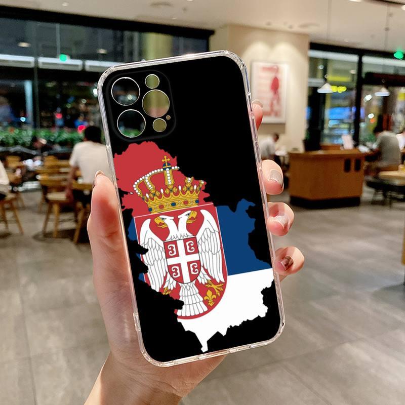 Flag of Serbia Serbian Phone Case Transparent For iphone 13 12 11 14 Pro Max Mini X XR XS 7 8 plus 13 14 Pro max phone Covers Flag Silicone Case For iphone by Stevvex