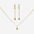 Spessartite Garnet Jewelry Set | Earrings & Necklace | 14K Gold