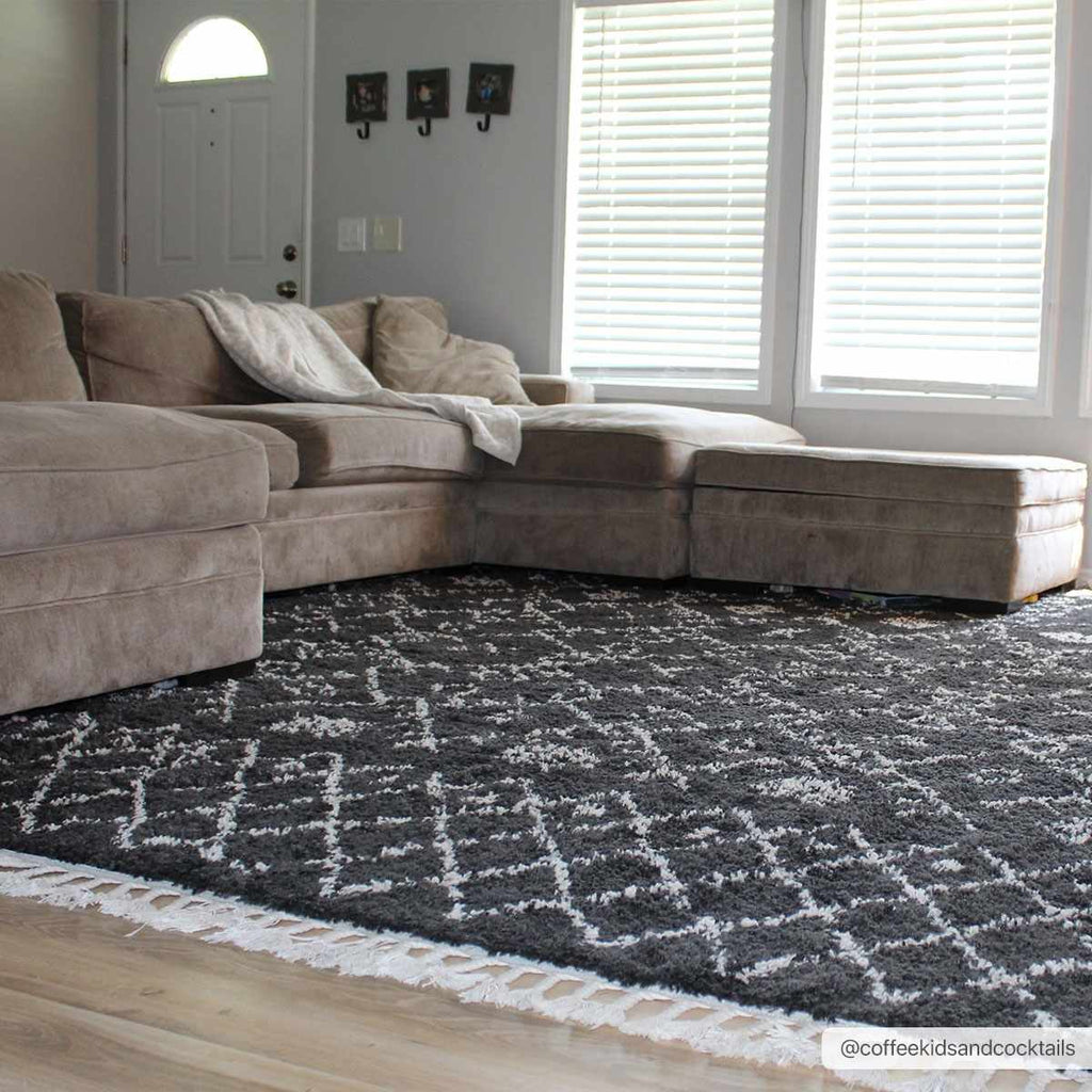 Thetford Black Berber Shag Rug for Home Decor