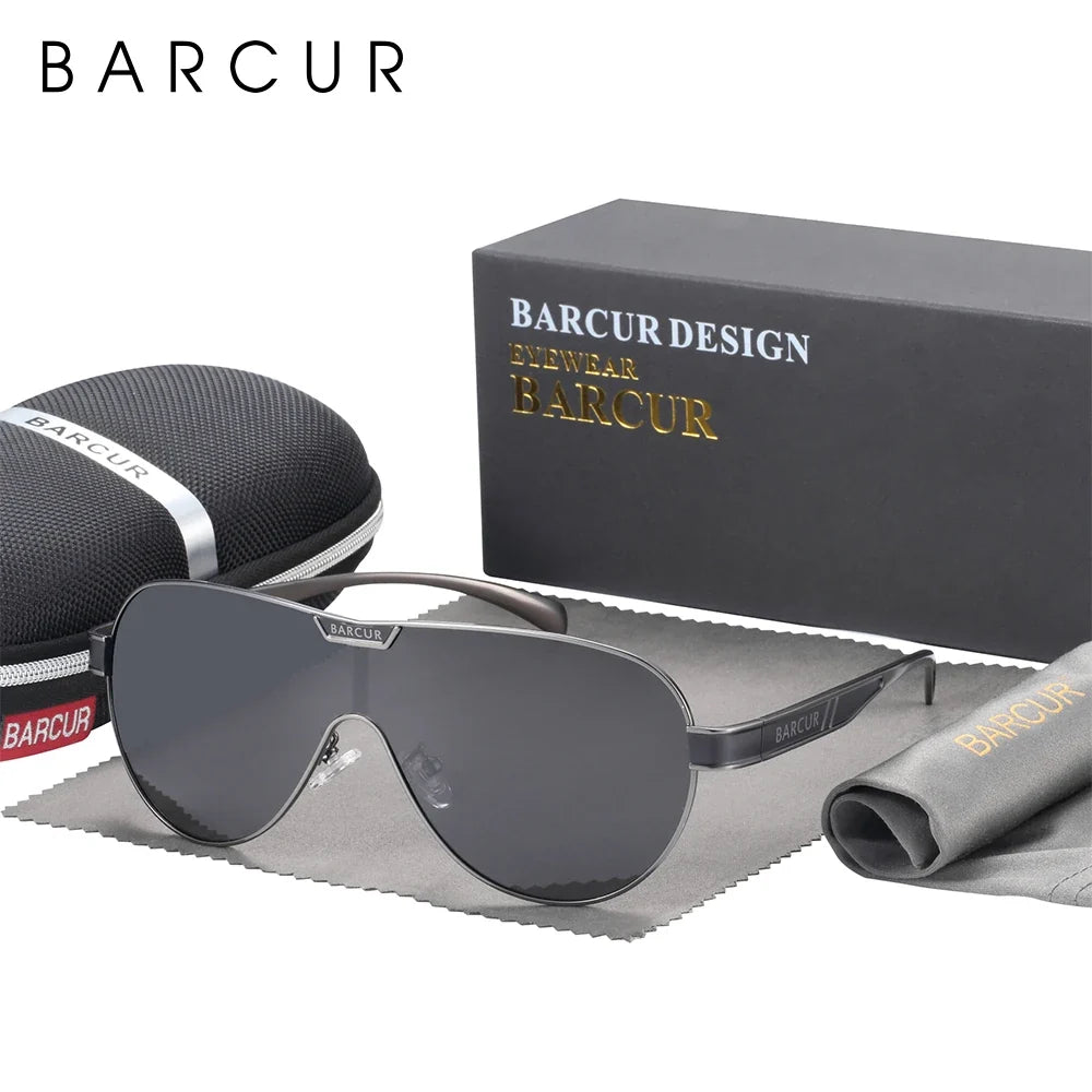 BARCUR Men's Polarized Sunglasses UV400 Protection Special-Shaped Eyewear for Men Stainless Steel Frame Eyeglasses Accessory