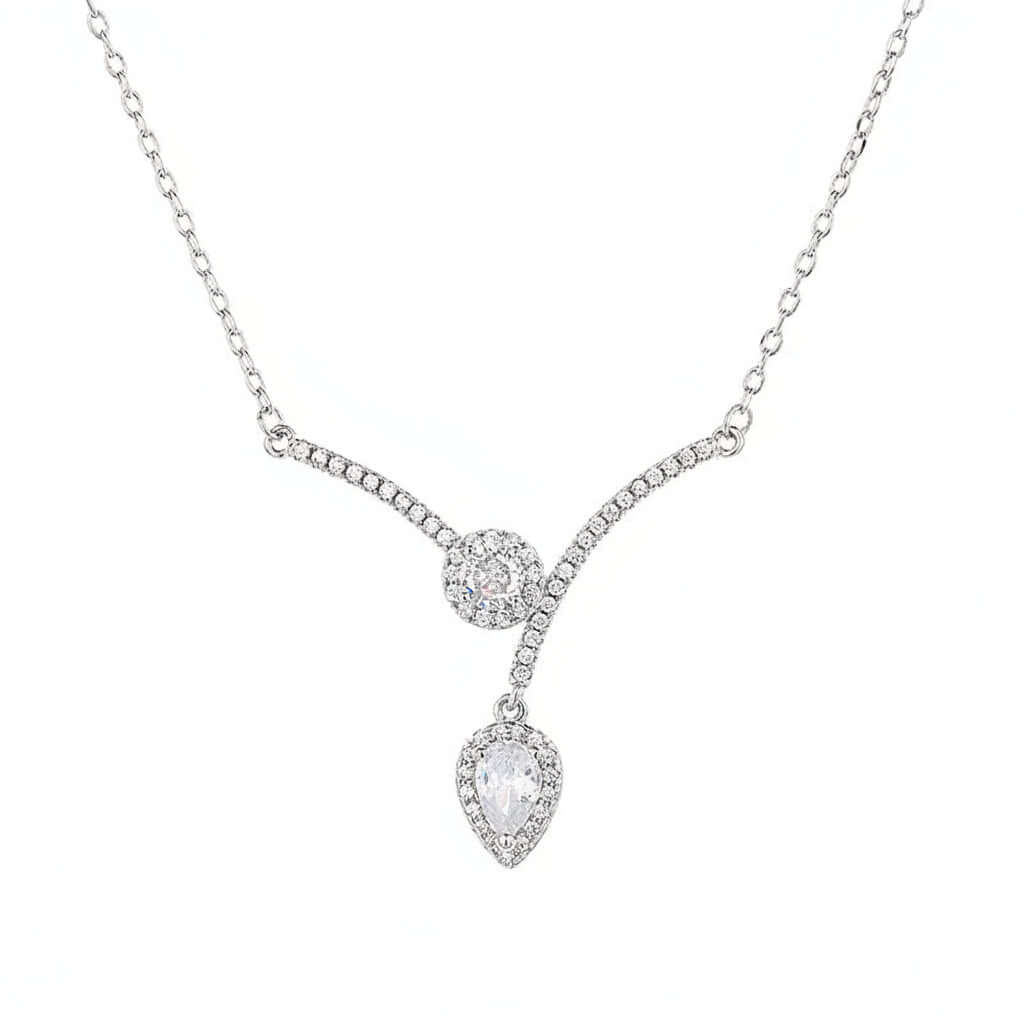 Elegant V-shaped zircon necklace Water Drop Design