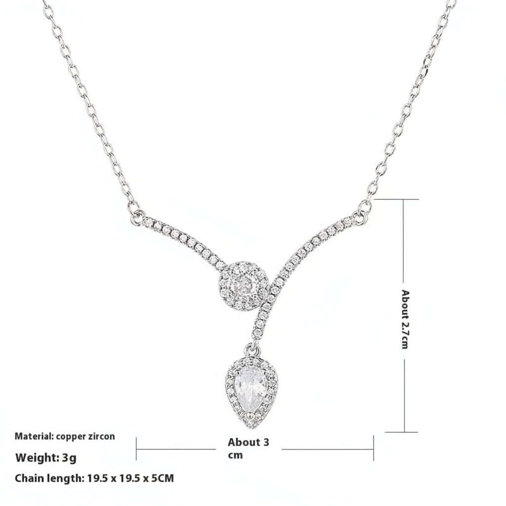 Elegant V-shaped zircon necklace Water Drop Design