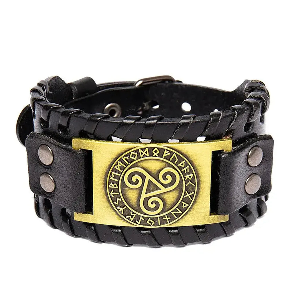 Vintage Punk Leather Bracelet for Men with Geometric Charm