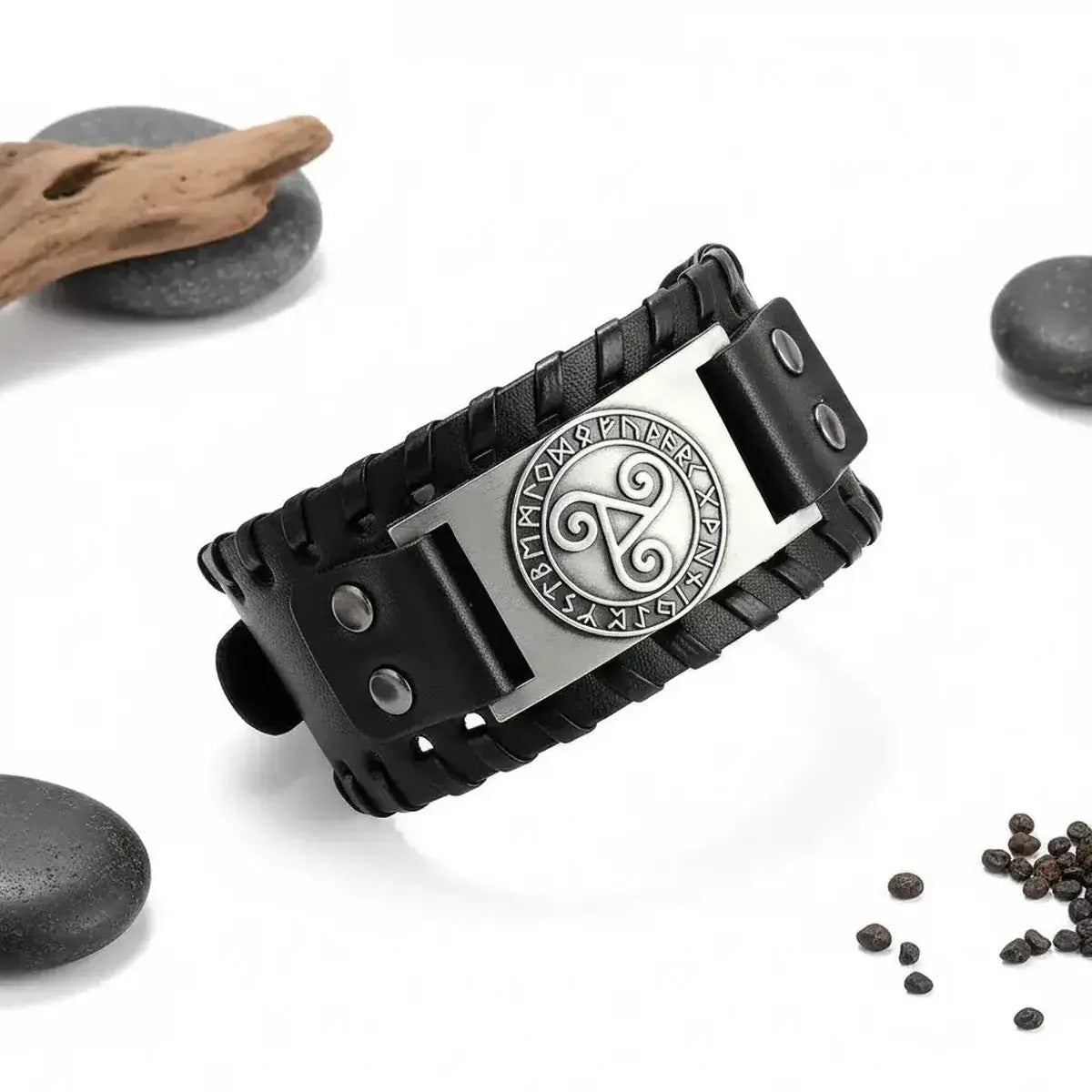 Vintage Punk Leather Bracelet for Men with Geometric Charm