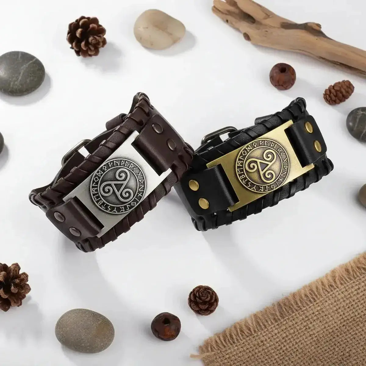 Vintage Punk Leather Bracelet for Men with Geometric Charm