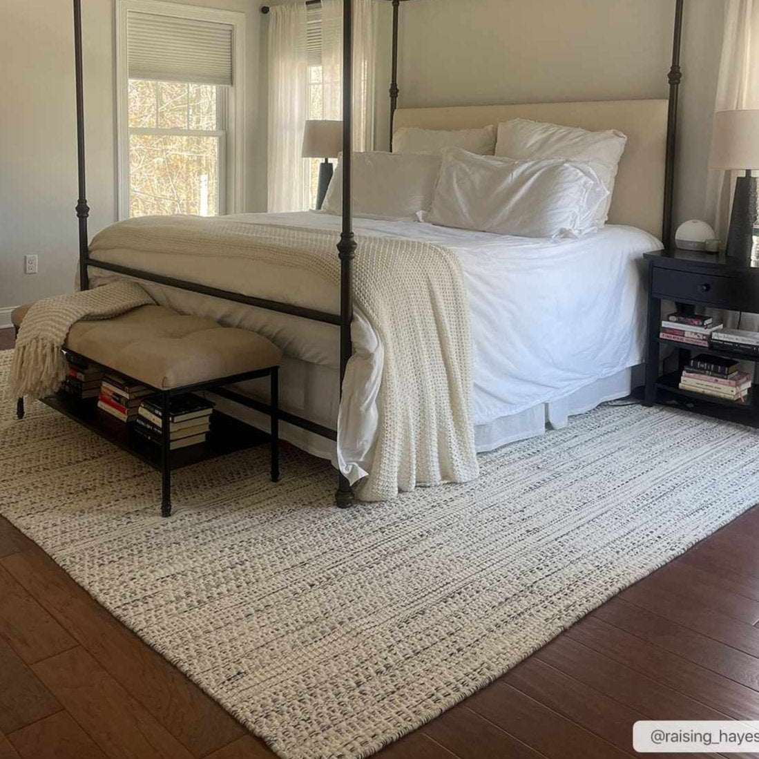 Williford Wool Area Rug with Cream and Black Colors