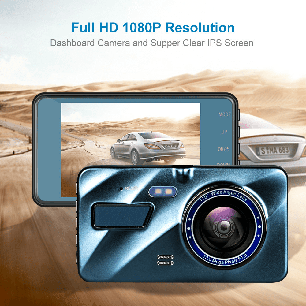 HD 1080P Car Dual Lens Dash Cam 4" DVR Recorder Front & Rear Camera Night Vision - Lifestyle Haven