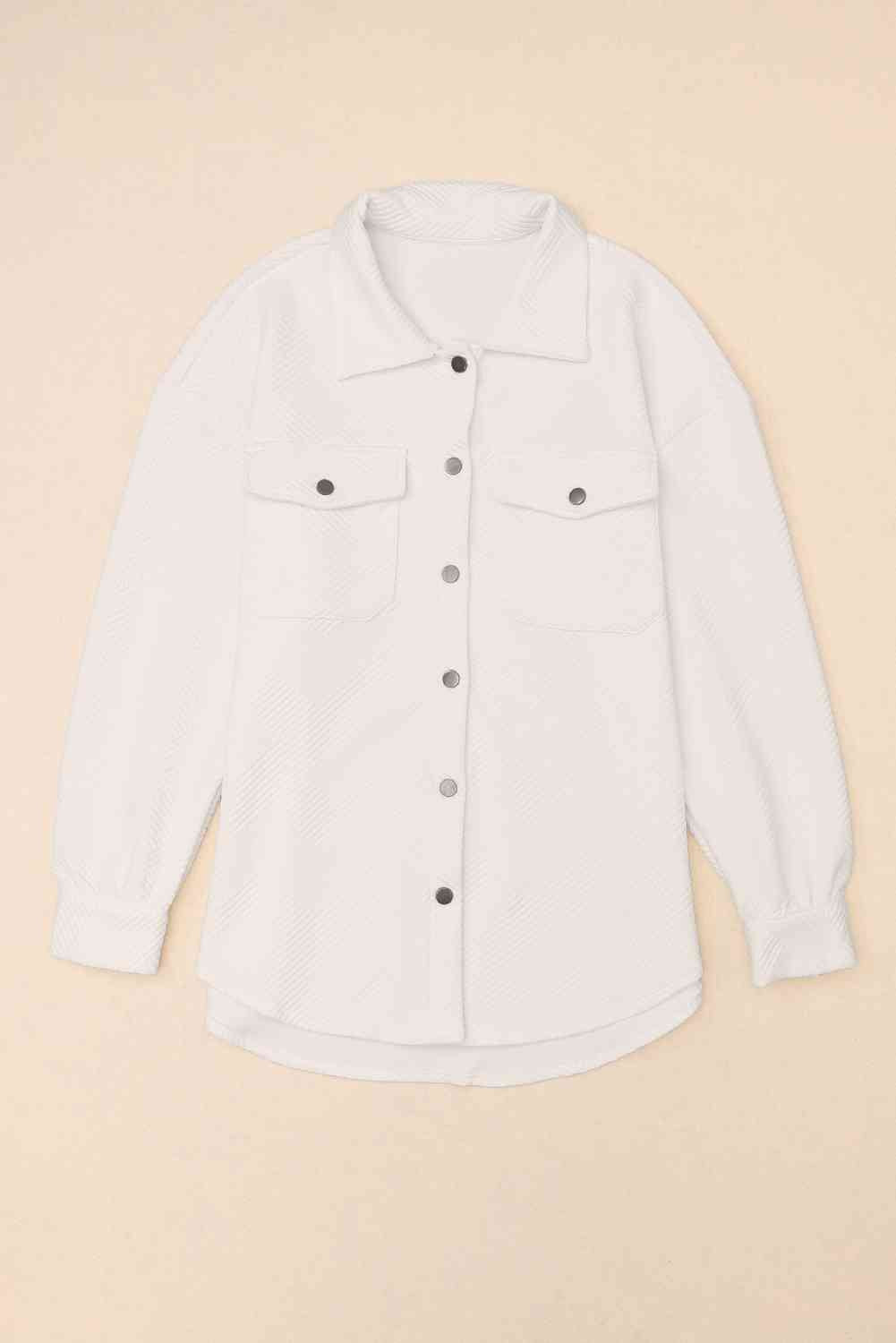 Cloudy Blue Snap-Front Collared Jacket with Pockets Lightweight and Versatile Jacket by Stevvex