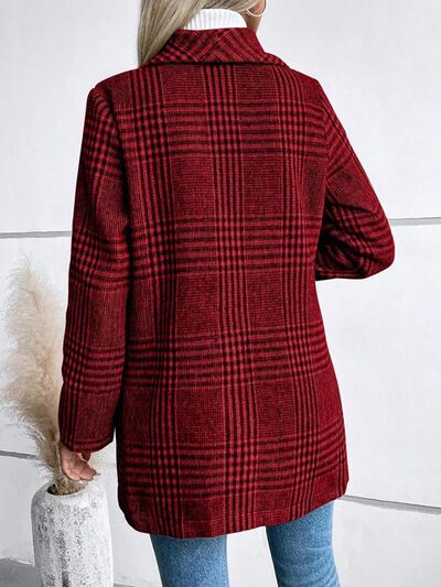 Women's Plaid Collared Neck Buttoned Long Sleeve Jacket – Classic & Lightweight Outerwear for Everyday Wear by Stevvex