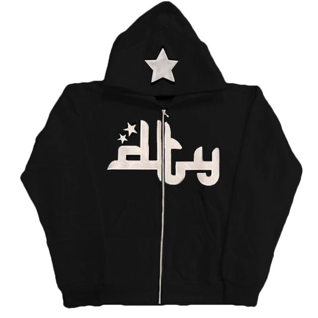 Star Printed Zip Up Hoodies - Lifestyle Haven
