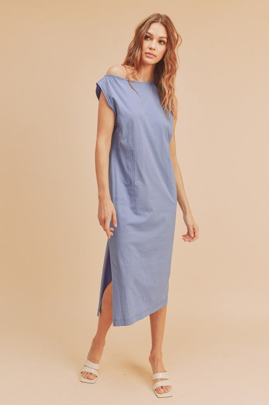 Side Slit Round Neck Sleeveless Midi Elegant Dress–Versatile, Chic, and Timeless Wardrobe Staple with Side Slits and Sleeveless Design for Effortless Style by Stevvex