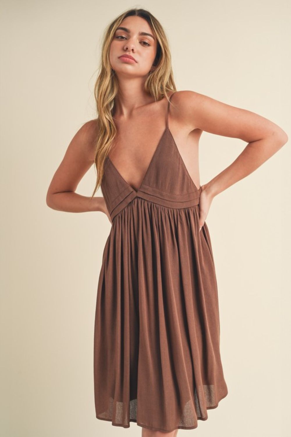 New Summer Ruched Plunge Mini Cami Dress For Women – Sexy, Comfortable, Flattering & Perfect for Special Occasions by Stevvex