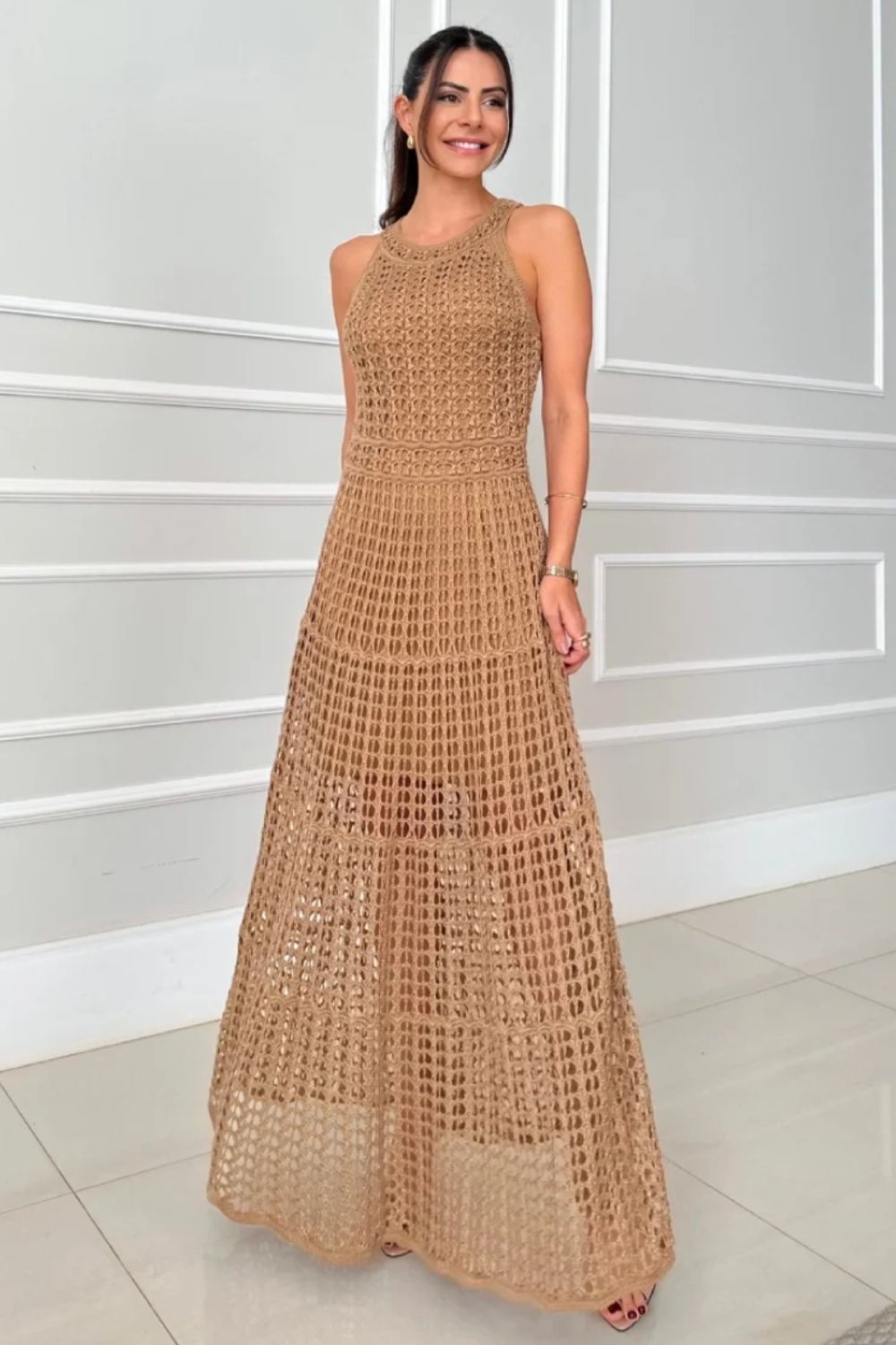 Long Sleeveless Cutout Maxi Dress Chic & Flowy Summer Style Comfortable Dress For Summer by Stevvex