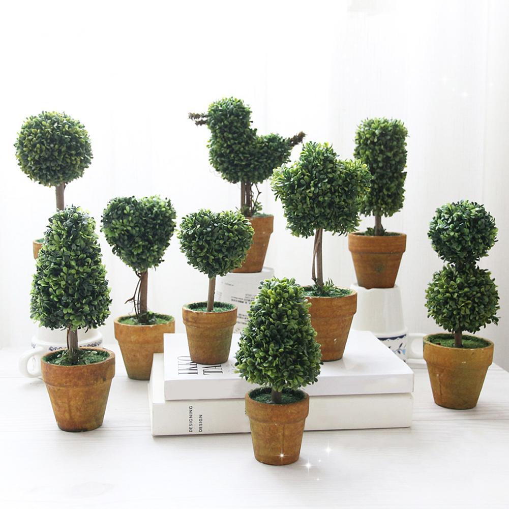 Artificial 1 Pc Heart Star Round Potted Decor  Bonsai  Ornament Home Garden Wedding Party Decor Home Decoration