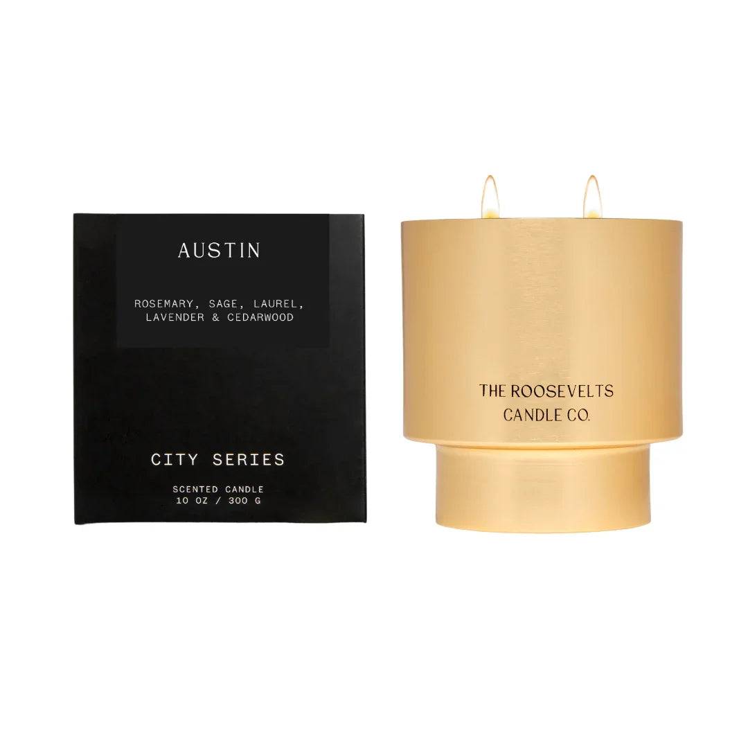 Austin TX Candle Featuring Herbal and Woodsy Notes