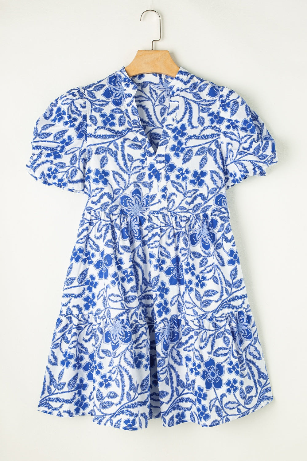 Royal Blue Printed Puff Sleeve Dress Stylish & Feminine Statement Dress For Every Occasion by Stevvex